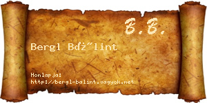 Bergl Bálint névjegykártya
