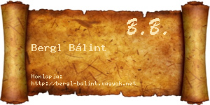 Bergl Bálint névjegykártya